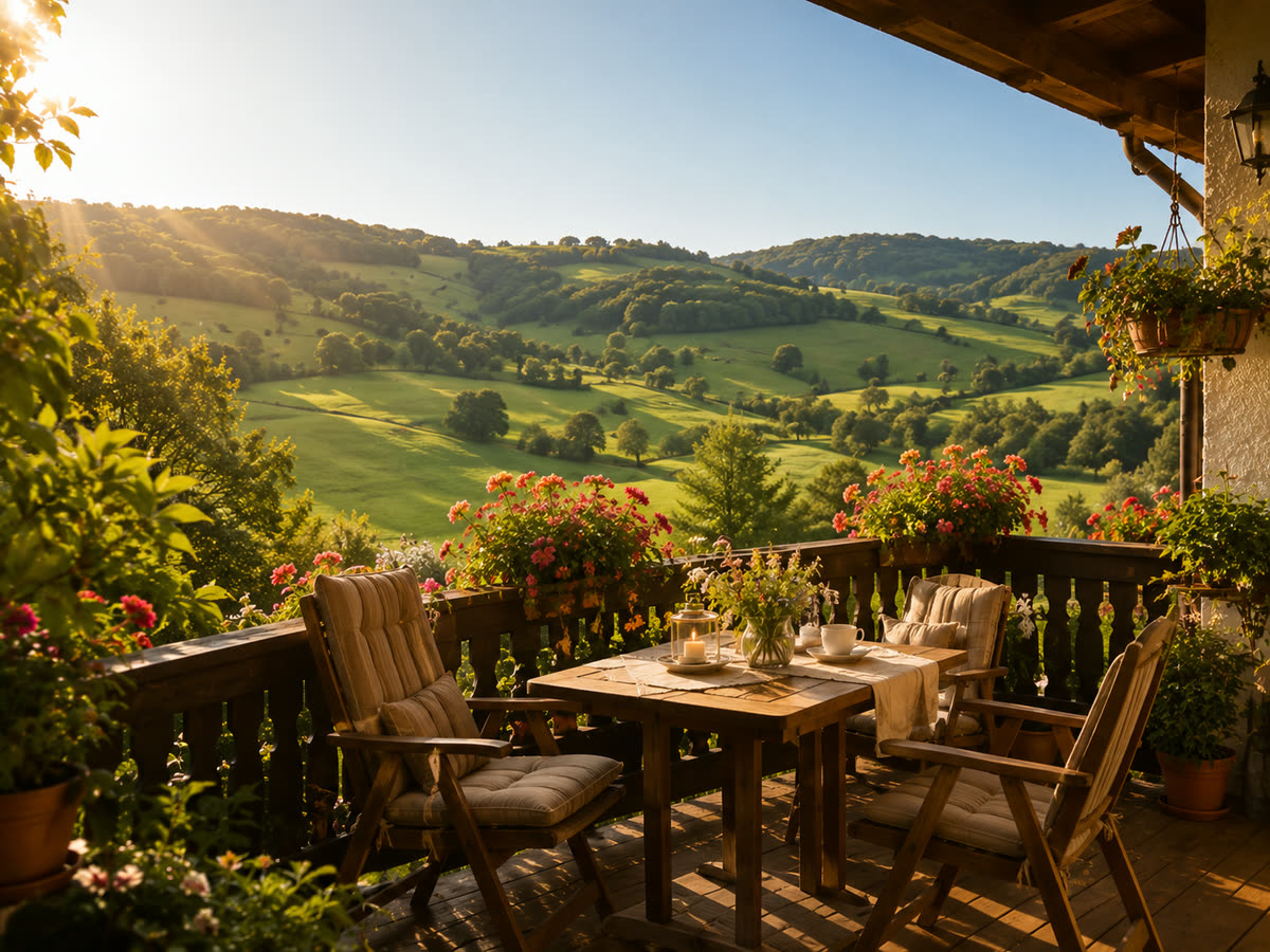 Terrasse mit Aussicht ins Grüne