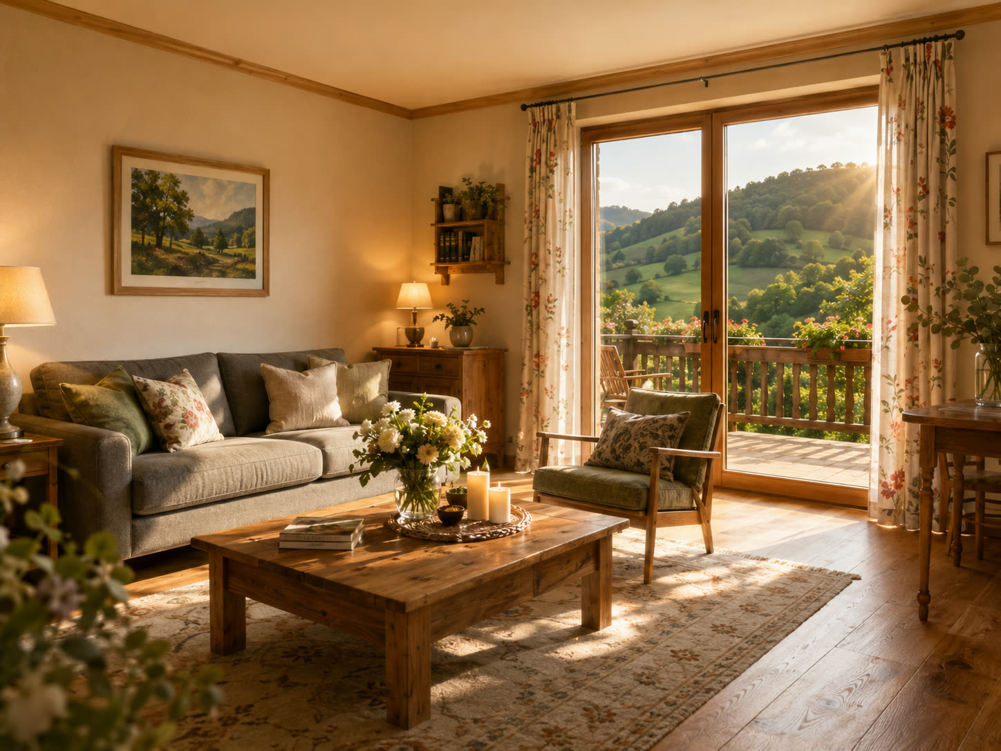 Gemütliches Wohnzimmer der Ferienwohnung